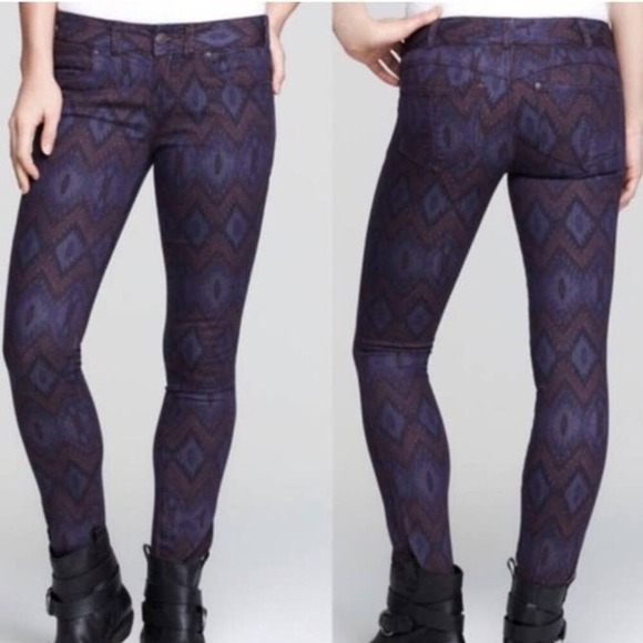 Free People Denim - Free People Skinny Jeans size 28 Purple Aztec Boho Casual Festival Retro Earthy